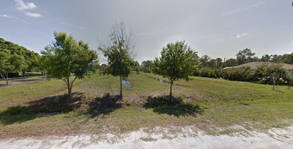 A grassy vacant lot features three trees and a small drainage ditch under a cloudy sky — MCCAIN LN, MALABAR, FL