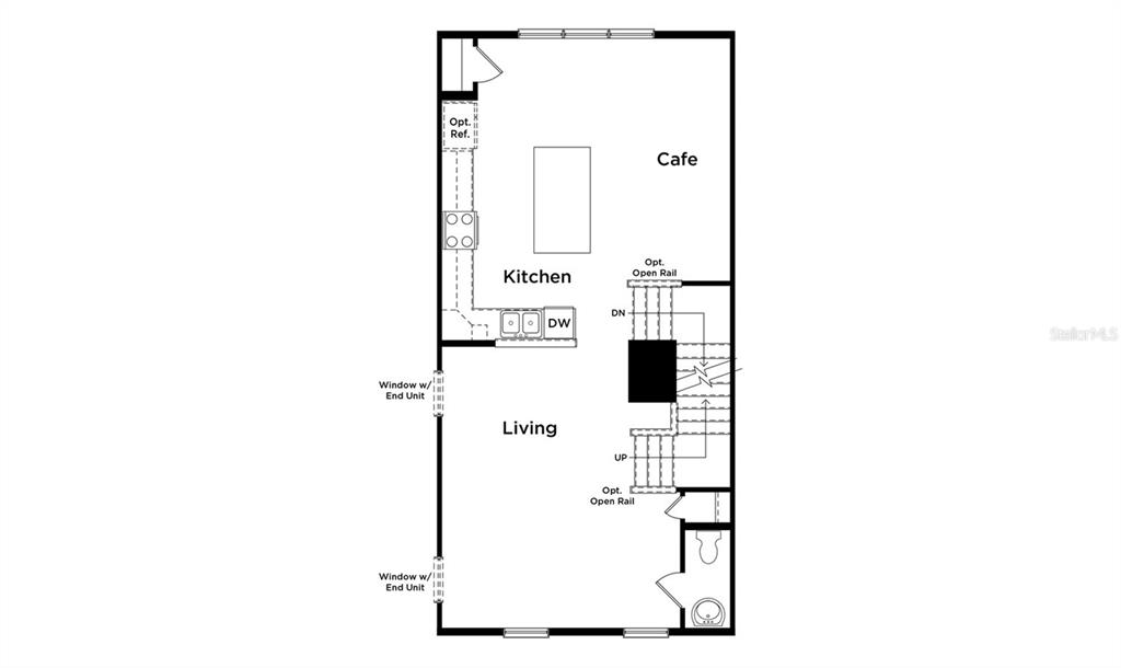 This is a floor plan of a home featuring a kitchen, cafe, and living area — 15111 GROVESIDE ROAD, WINTER GARDEN, FL