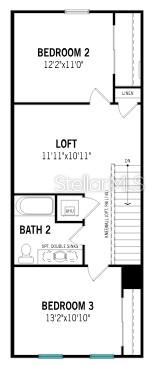 This floor plan shows an upper level with two bedrooms, a loft, and a bathroom — 172 RAINWOOD STREET, GROVELAND, FL