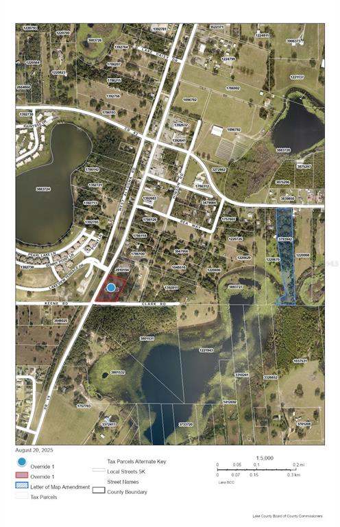 This is a map showing tax parcels and property boundaries in a rural area — 42012 STATE ROAD 19, ALTOONA, FL