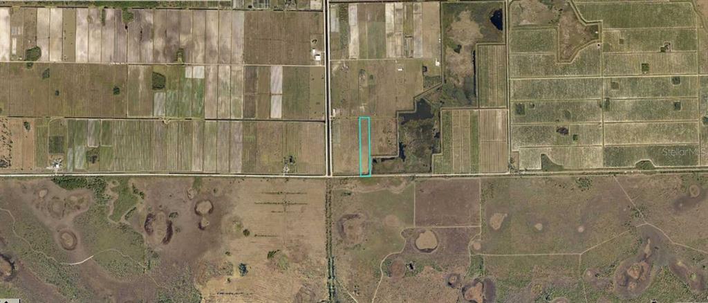 An aerial map view shows a rectangular plot of land outlined in teal — 6340 SEARS ROAD, LABELLE, FL