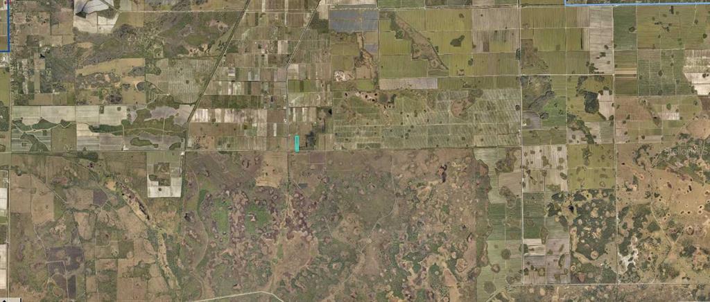 This is an aerial map view of a rectangular plot of land in a rural area — 6340 SEARS ROAD, LABELLE, FL