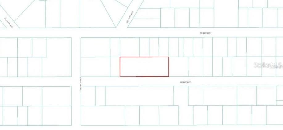 This is a plat map showing a rectangular parcel of land outlined in red — 225TH PLACE, FORT MC COY, FL
