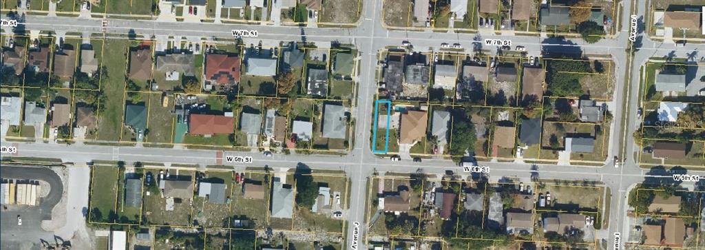 An aerial map view shows a residential neighborhood with a highlighted property lot — W 6TH STREET, RIVIERA BEACH, FL
