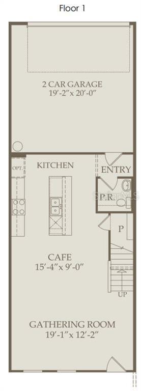 This is a floor plan for the first level of a home with a garage — 11539 HARBORVIEW STREET, ORLANDO, FL