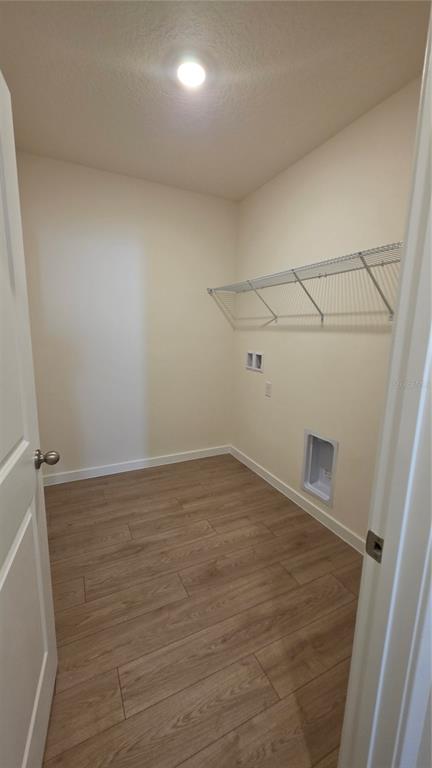 A hallway with light wood-look flooring leads to several rooms with white doors and walls — 5851 COOL SPRING COVE, ST CLOUD, FL
