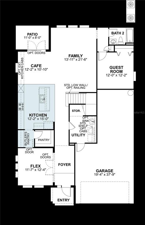 This floor plan shows a single-story home layout including a kitchen, family room, and garage — 4997 BASSWOOD STREET, LAKELAND, FL