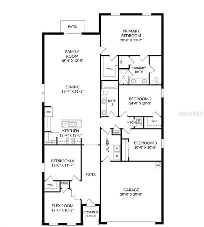 This is a floor plan for a single-story house with four bedrooms and a garage — 9241 HARRIS HAWK DRIVE, LEESBURG, FL