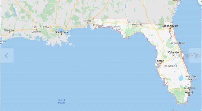 This is a map showing the state of Florida and the surrounding Gulf Coast region — 1000 GREENBRIAR DRIVE, CHRISTMAS, FL