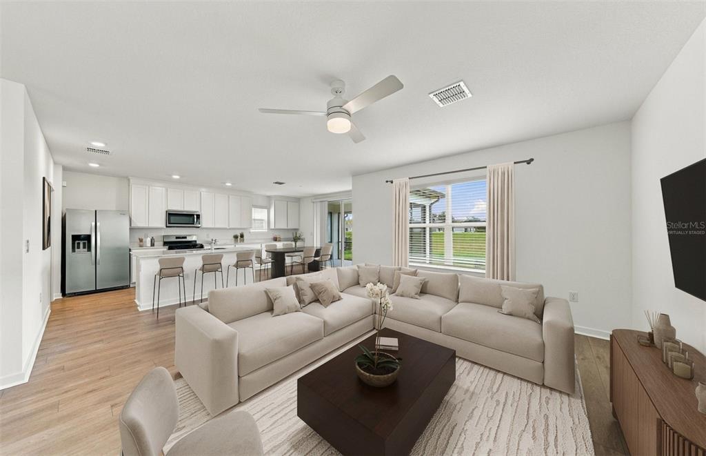 This graphic displays options for cabinet colors, flooring, carpeting, and countertop materials for a home — 9185 NEWMONS PLACE, WILDWOOD, FL