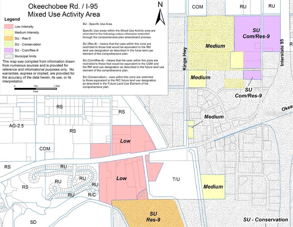 This map displays the land use designations for the Okeechobee Road and I-95 activity area — 2895 COOLIDGE ROAD, FORT PIERCE, FL