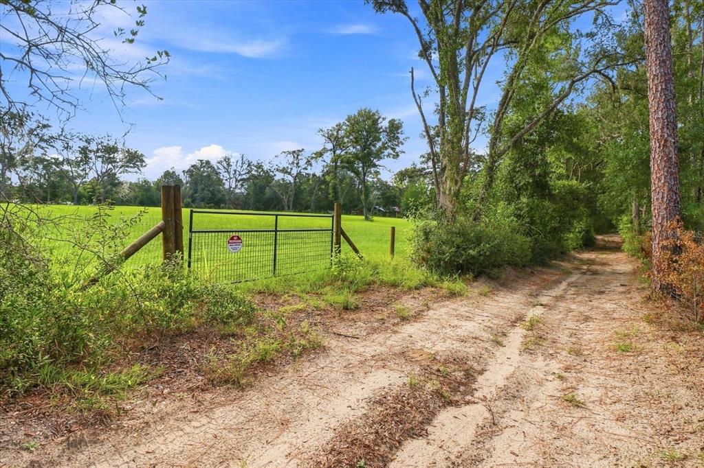A dirt path leads to a metal gate bordering a fenced, grassy field with trees — 2720 E FAWN COURT, INVERNESS, FL