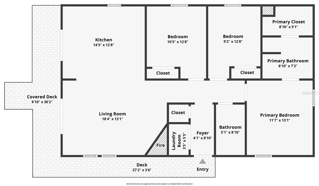 This is a floor plan showing a home with a kitchen, living room, and three bedrooms — 5610 RAMADA STREET, WEEKI WACHEE, FL