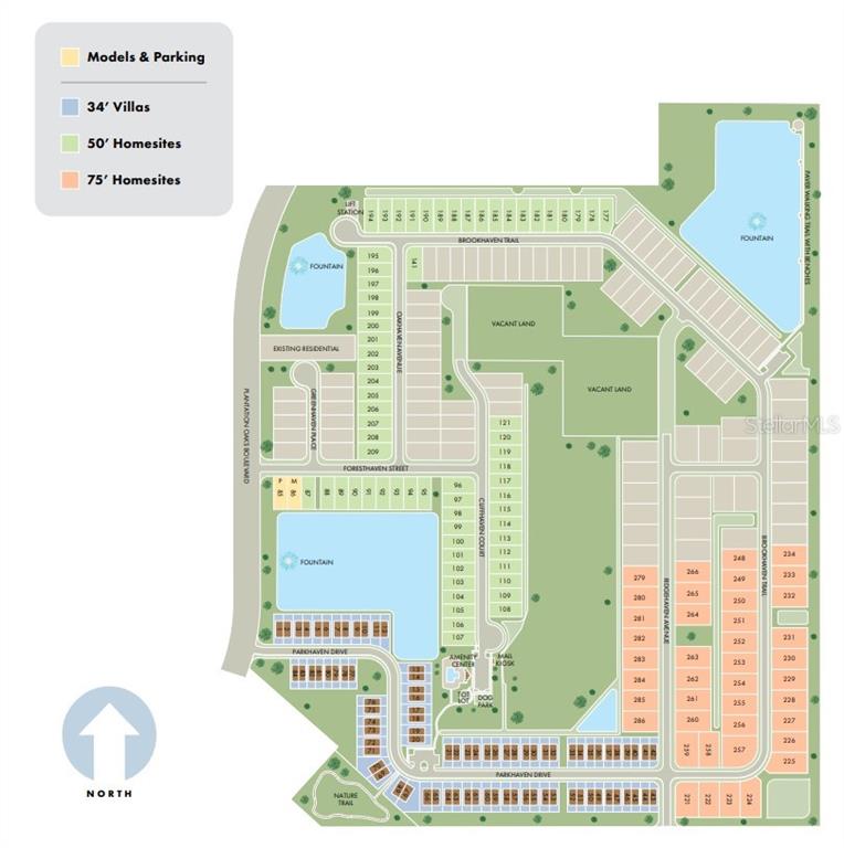 This is a site map showing the layout of a residential community with various homesites — 608 BROOKHAVEN TRAIL, ORMOND BEACH, FL