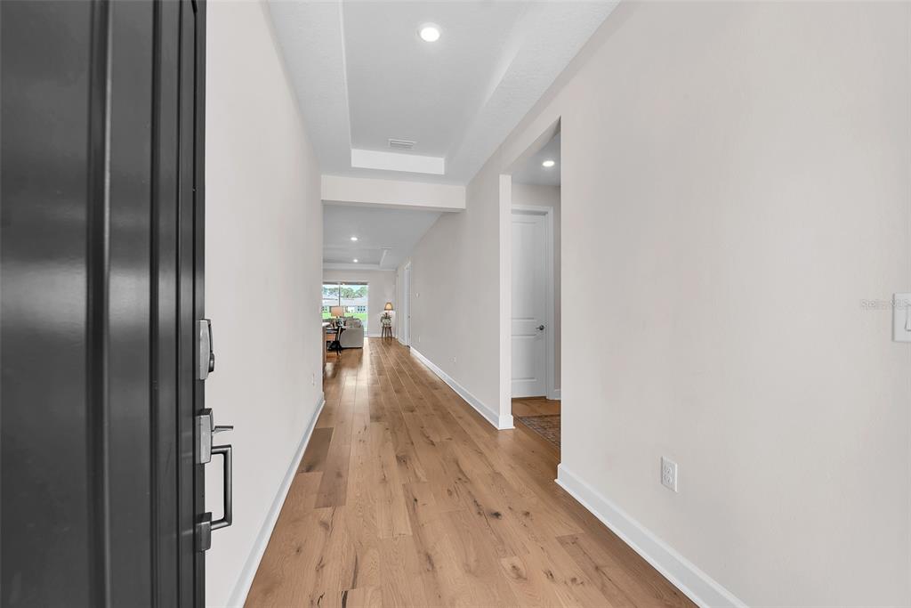 A bright entryway features light wood flooring, white walls, and a tray ceiling — 33372 LANDSMAN LOOP, WESLEY CHAPEL, FL