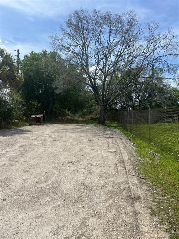 A gravel lot features a large, bare tree and a chain-link fence on the right — 0 REE LANE, KISSIMMEE, FL