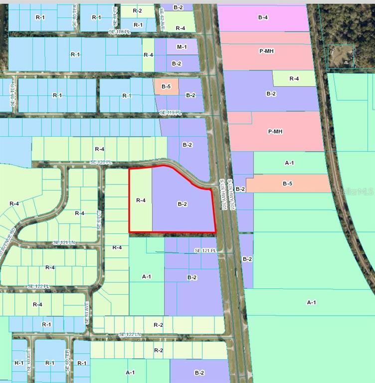 This is a zoning map showing land use classifications for a specific area — US HWY 301, BELLEVIEW, FL