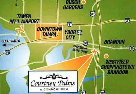 This is a map showing the location of Courtney Palms relative to major Tampa landmarks — 10205 COURTNEY PALMS BOULEVARD UNIT 304, TAMPA, FL