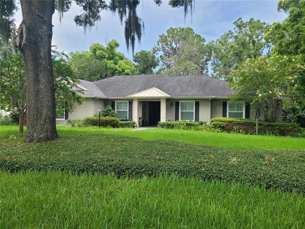 A single-story house with light green siding, a covered entryway, and a concrete walkway — 1508 ECKLES DRIVE, TAMPA, FL