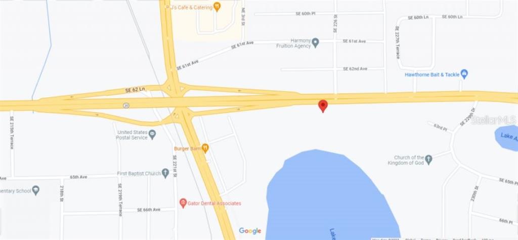 This is a map showing the location of a property near a highway intersection — SE HAWTHORNE RD, HAWTHORNE, FL