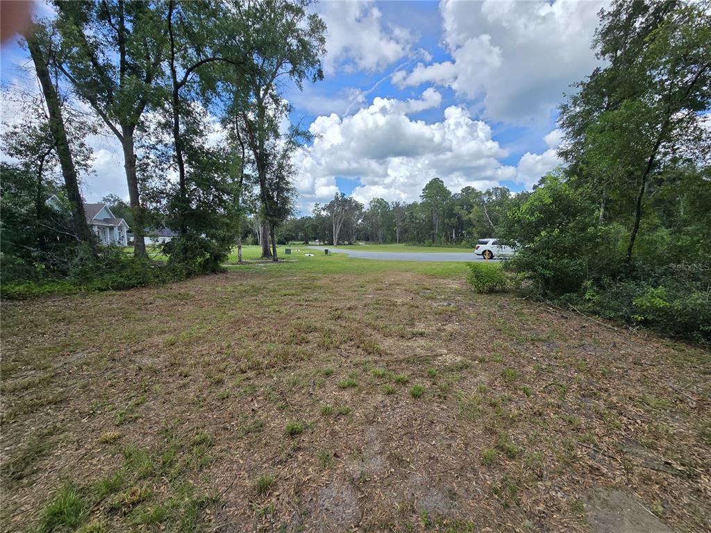 A vacant, grassy residential lot with surrounding trees and a paved road in the background — 1003 SW 175TH COURT, NEWBERRY, FL
