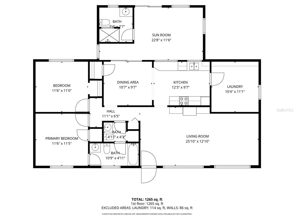 This is a floor plan of a single-story house with three bedrooms and two bathrooms — 1650 BURGUNDY STREET SE, PALM BAY, FL