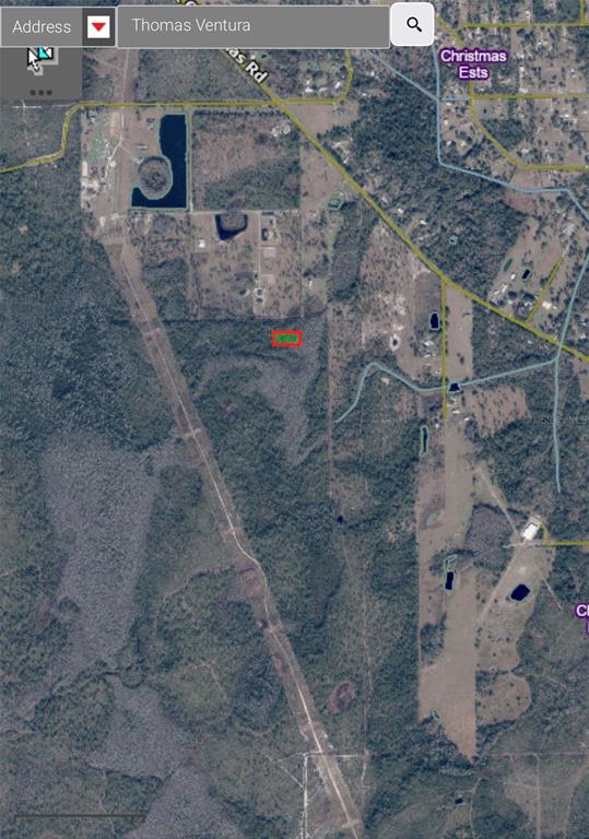 An aerial map view shows a small rectangular property highlighted in red amidst wooded land — DILL ROAD UNIT 320, ORLANDO, FL