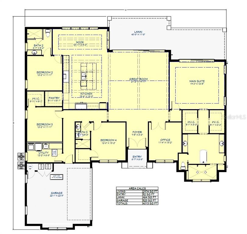 This is a floor plan for a single-story house with four bedrooms and a garage — 142 TRANQUIL MIRROR LAKE COURT Lot 18, CLERMONT, FL