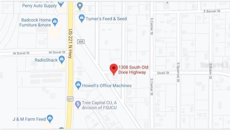 This is a map showing the location of a property near US-221 N Hwy — 1308 S DIXIE HIGHWAY, PERRY, FL