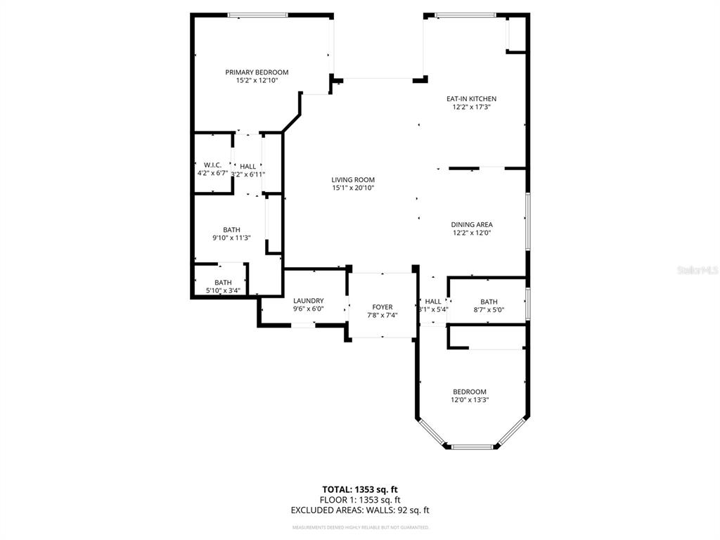 This is a floor plan showing the layout of a single-story residential unit — 9427 ROLLING CIRCLE, SAN ANTONIO, FL