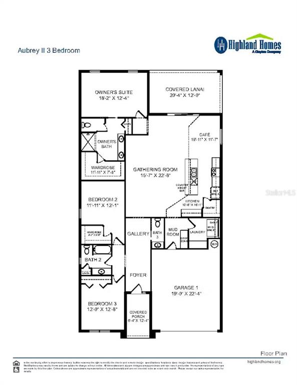 This is a floor plan for a three-bedroom house with a garage and covered lanai — 5370 CASTELLO AVENUE, AUBURNDALE, FL