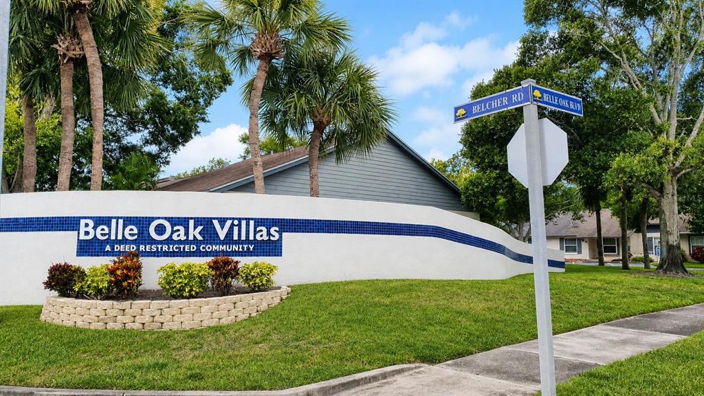 A single-story residential building exterior features a dark front door, palm trees, and landscaping — 3962 LA COSTA LANE, LARGO, FL