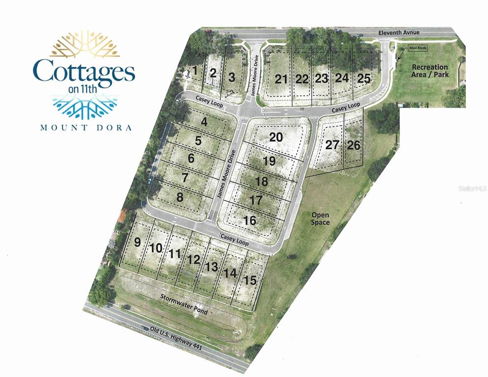 This is a site map showing the layout of lots for a residential community — 624 CASEY LOOP, MOUNT DORA, FL