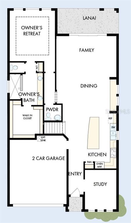 This is a floor plan for a single-story home featuring a garage, study, and lanai — 1002 W CHARTER STREET, TAMPA, FL