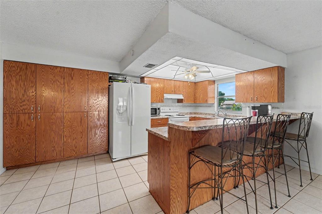 A covered entryway features a mosaic tile floor, arched openings, and decorative black iron railings — 11022 SALT TREE DRIVE, PORT RICHEY, FL