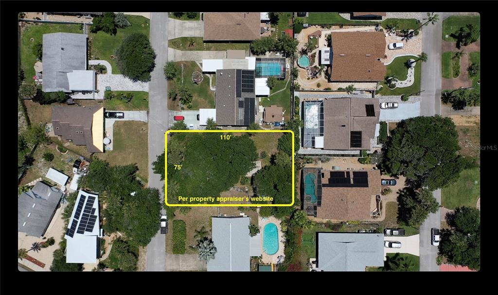 An aerial map view shows a rectangular vacant lot highlighted in yellow between residential homes — 4714 MONTROSE AVENUE, PONCE INLET, FL