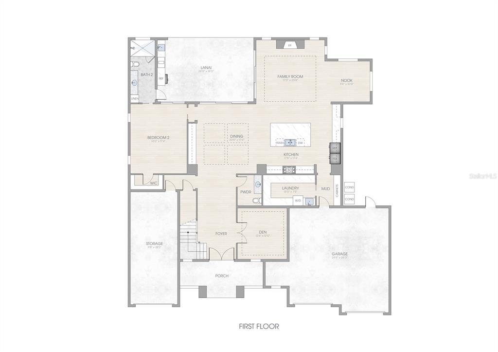 This is a floor plan for the first level of a residential home — 2303 S CAMERON AVENUE, TAMPA, FL