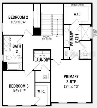 This is a floor plan for the upper level of a house featuring three bedrooms — 133 GREENHOUSE GROVE STREET, GROVELAND, FL