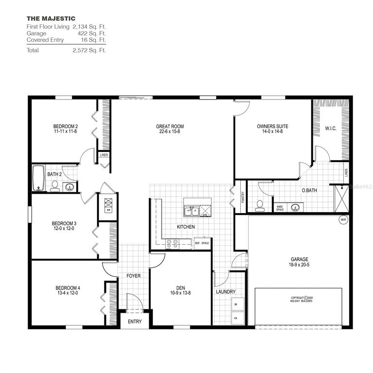 This is a floor plan for a single-story house featuring four bedrooms and a garage — 1436 PULASKI STREET, PORT CHARLOTTE, FL