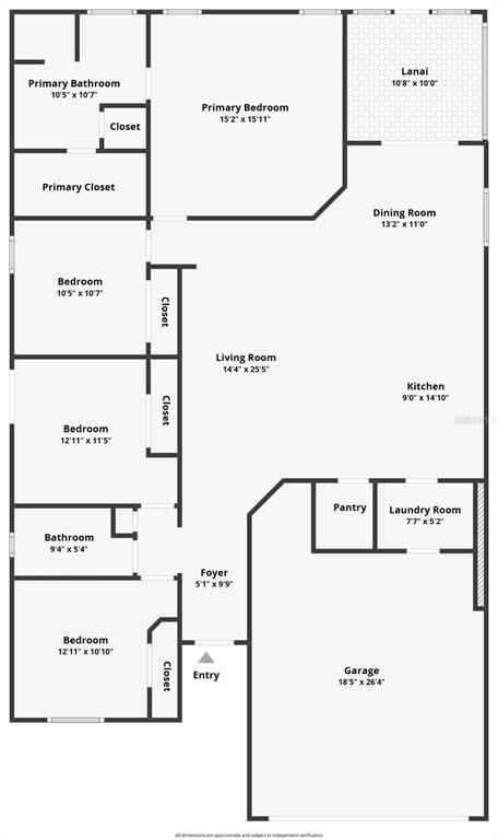 This is a floor plan showing a single-story home with four bedrooms, a garage, and lanai — 719 VINEYARD RESERVE COURT, SEFFNER, FL