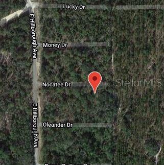 This is a satellite map view showing a plot of land near several residential streets — 109 NOCATEE DRIVE, FLORAHOME, FL
