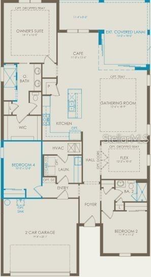 This is a floor plan for a single-story home with four bedrooms and a garage — 2757 REDBLUSH TERRACE, ST CLOUD, FL