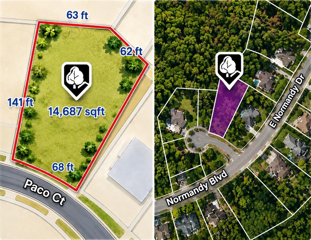 This is a map showing the dimensions and location of a vacant residential lot — 1792 PACO COURT, DELTONA, FL