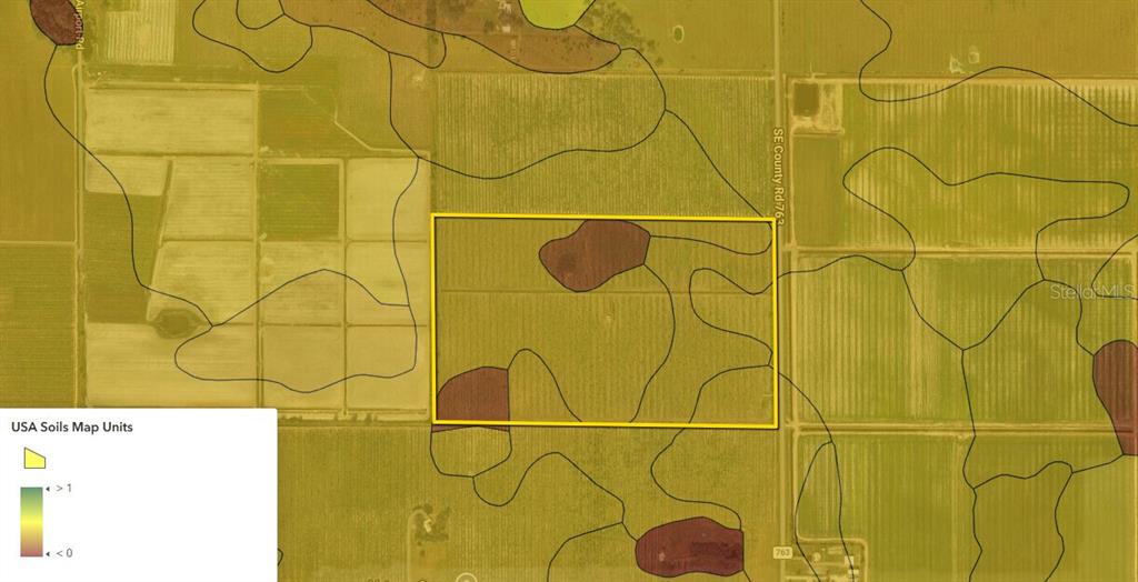 This is a soil map overlaying an aerial view of a rectangular plot of land — 6691 SE COUNTY ROAD 763, ARCADIA, FL