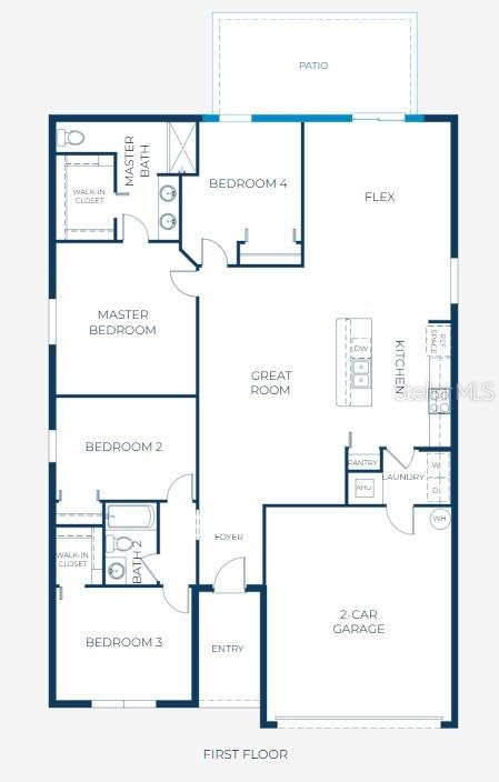 This is a floor plan for a single-story house featuring four bedrooms and a garage — TBD MIRAGE AVENUE, WEEKI WACHEE, FL
