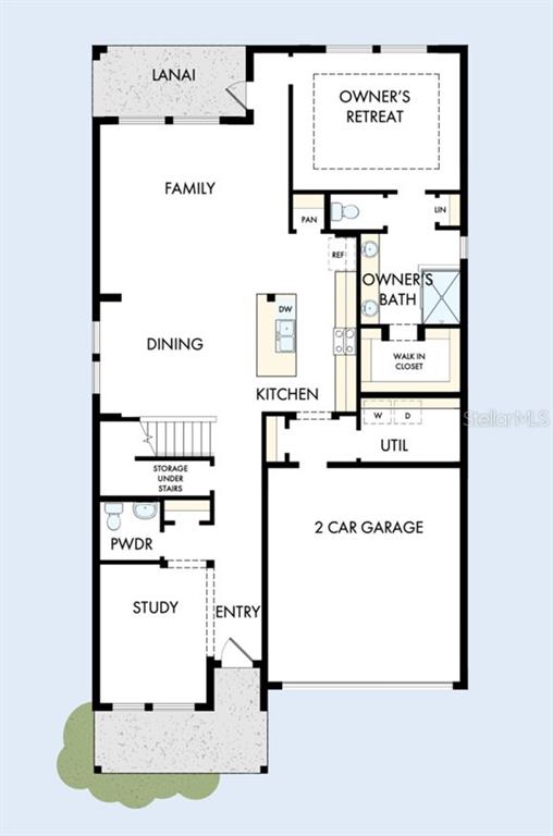 This is a floor plan for a single-story home featuring a two-car garage and lanai — 2794 SOLETA VIEW, ODESSA, FL