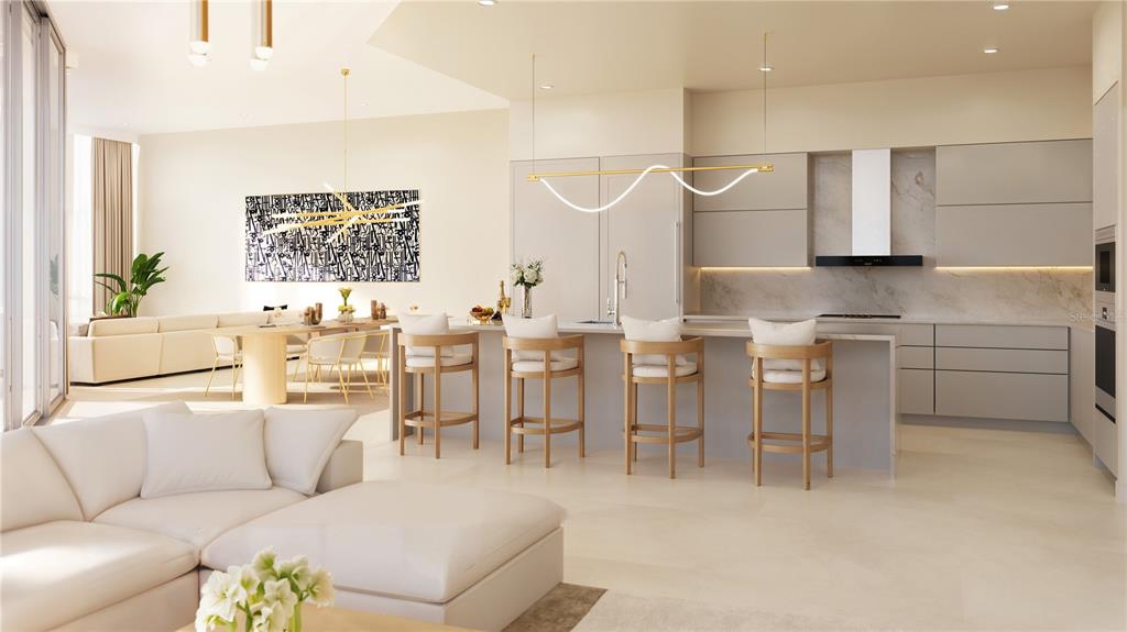 This floor plan shows a luxury apartment layout with three bedrooms, multiple bathrooms, and a balcony — 290 COCOANUT AVENUE UNIT 601, SARASOTA, FL
