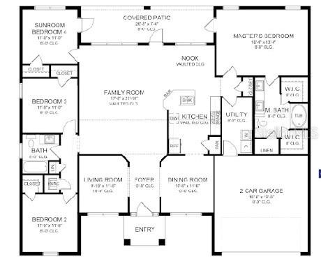 This is a floor plan for a single-story house with four bedrooms and a garage — 4733 LACOCO ST., NORTH PORT, FL