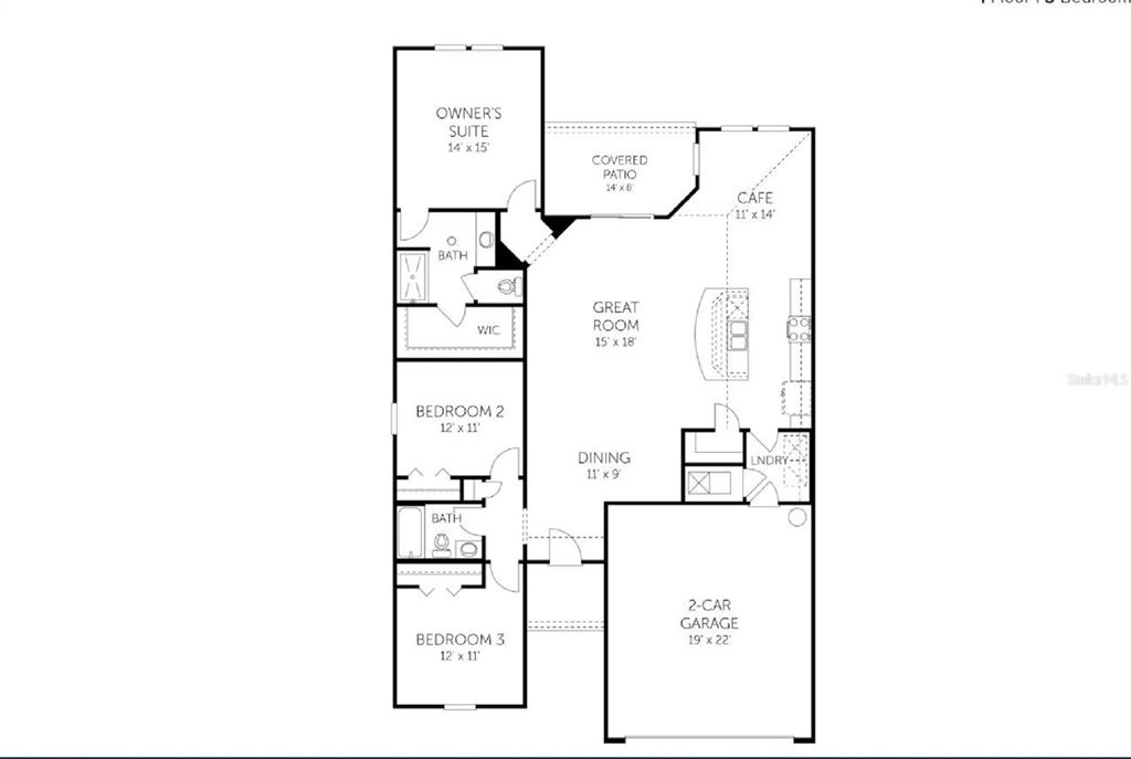 This is a floor plan for a three-bedroom home with a two-car garage — 2760 LAUREL FALLS DRIVE, GREEN COVE SPRINGS, FL