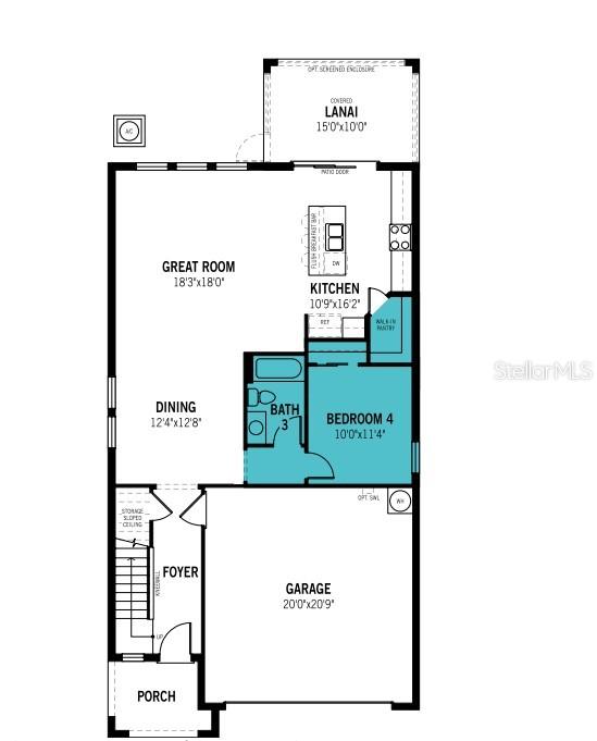 This is a floor plan of a home's first level featuring a garage and lanai — 1710 SOARING VIDA STREET, PALMETTO, FL